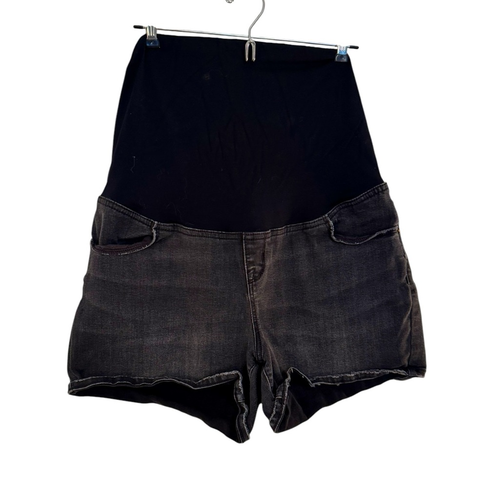 Women’s Isabel Maternity—By Ingrid & Isabel Faded Black Jean Shorts. Size 14.